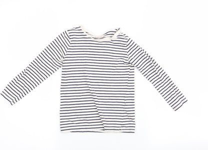 F&F  Girls White Striped  Basic T-Shirt Size 5-6 Years