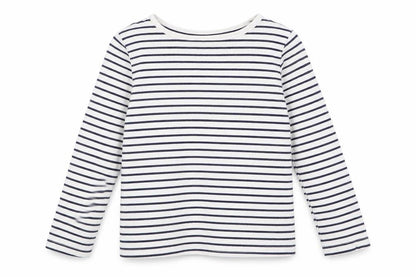 Front view of F&F girls’ white striped basic t-shirt, size 5-6, years