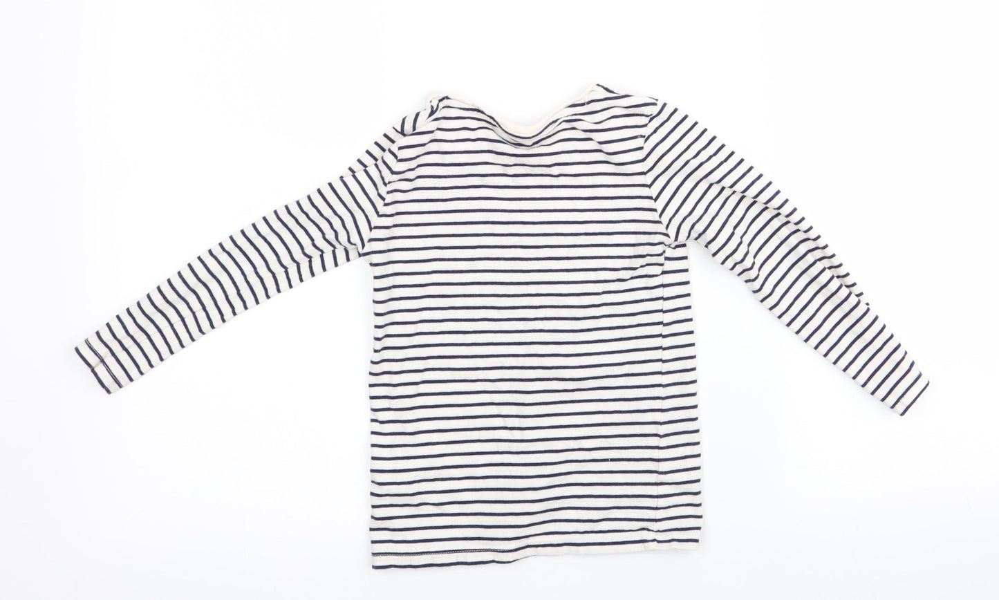 F&F  Girls White Striped  Basic T-Shirt Size 5-6 Years