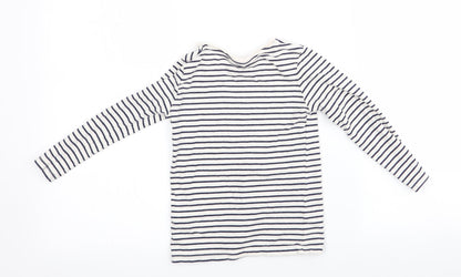F&F  Girls White Striped  Basic T-Shirt Size 5-6 Years