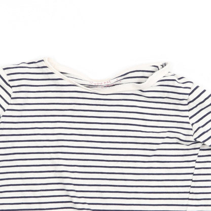 F&F  Girls White Striped  Basic T-Shirt Size 5-6 Years