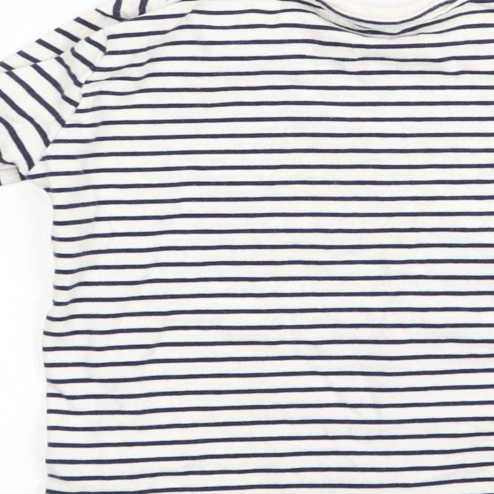 F&F  Girls White Striped  Basic T-Shirt Size 5-6 Years