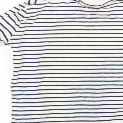 F&F  Girls White Striped  Basic T-Shirt Size 5-6 Years