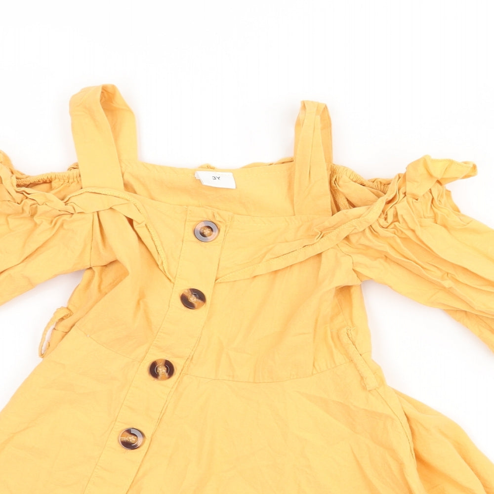 Preworn  Girls Yellow   A-Line  Size 3 Years
