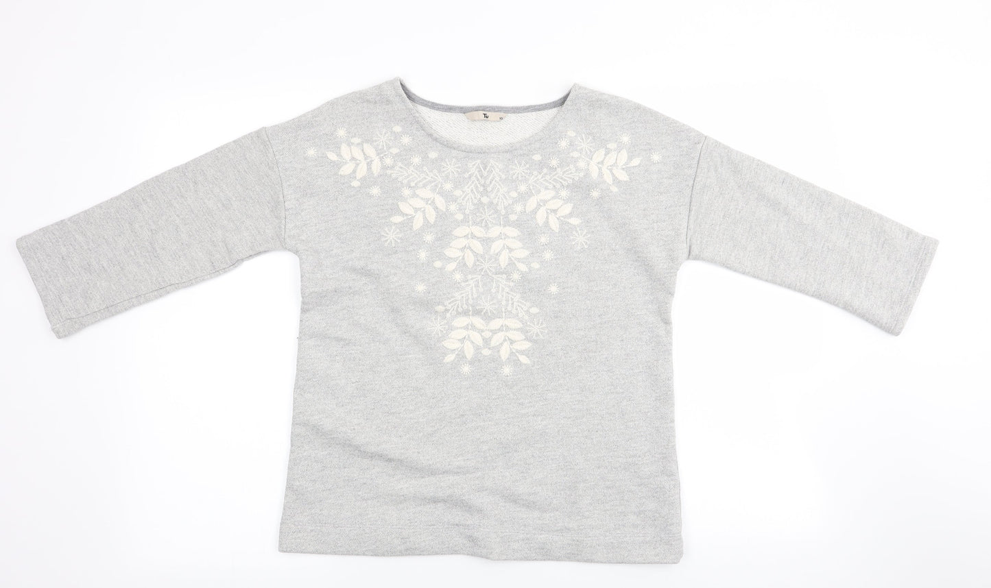 Tu  Womens Grey Floral  Pullover Jumper Size 10