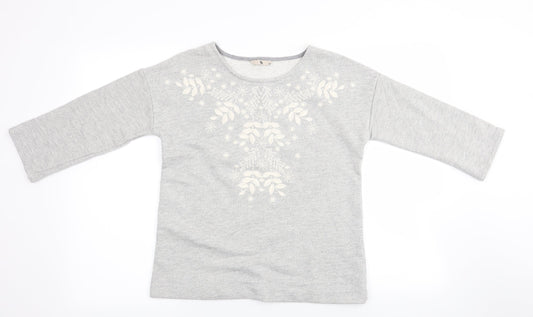 Tu  Womens Grey Floral  Pullover Jumper Size 10