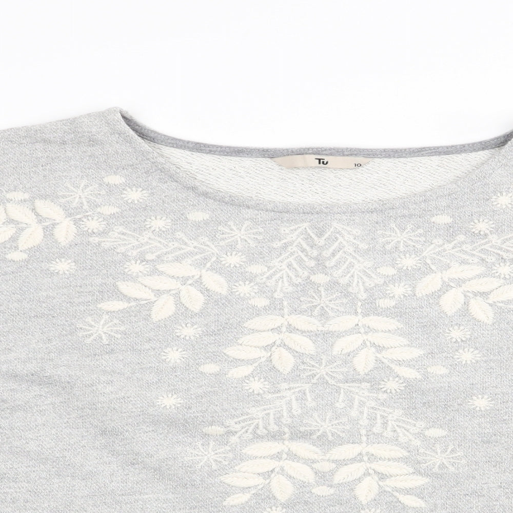 Tu  Womens Grey Floral  Pullover Jumper Size 10