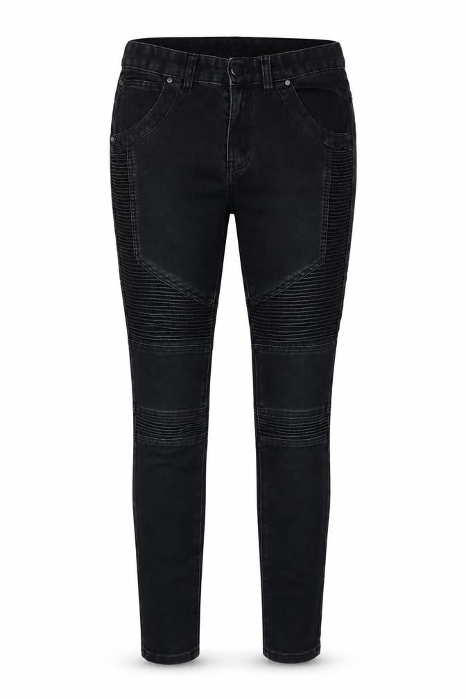 Front view of women’s black skinny jeans, size UK 28, 31-inch leg
