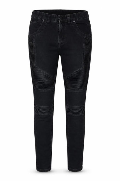 Front view of women’s black skinny jeans, size UK 28, 31-inch leg