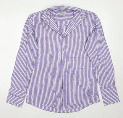 Taylor & Wright Mens Purple Striped   Button-Up Size 15.5