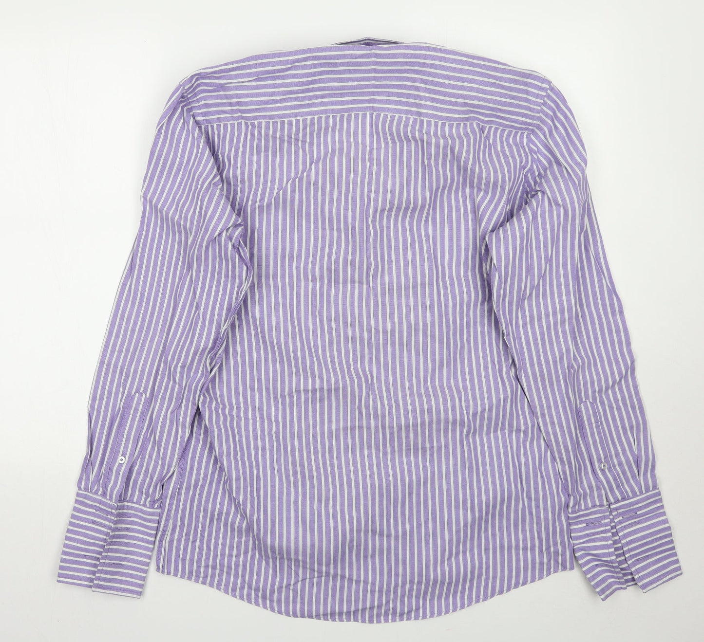 Taylor & Wright Mens Purple Striped   Button-Up Size 15.5