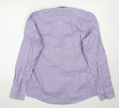 Taylor & Wright Mens Purple Striped   Button-Up Size 15.5