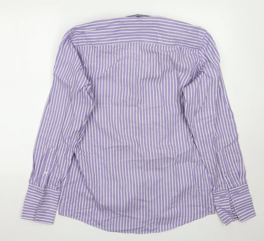 Taylor & Wright Mens Purple Striped   Button-Up Size 15.5