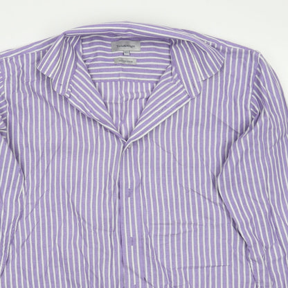 Taylor & Wright Mens Purple Striped   Button-Up Size 15.5