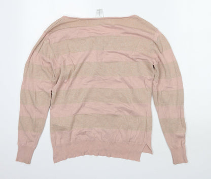 Plaza Italia Womens Pink Striped  Cardigan Jumper Size M