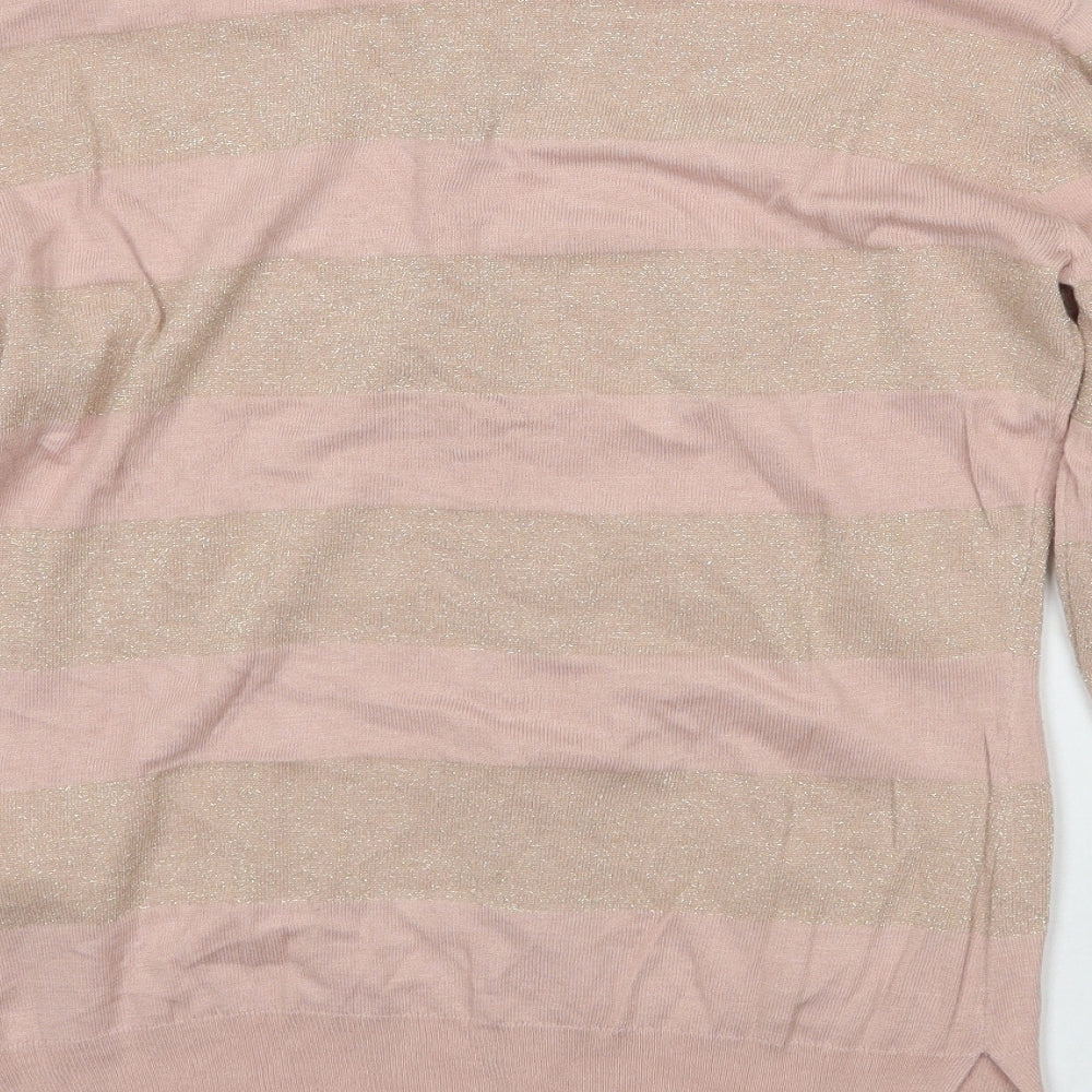 Plaza Italia Womens Pink Striped  Cardigan Jumper Size M