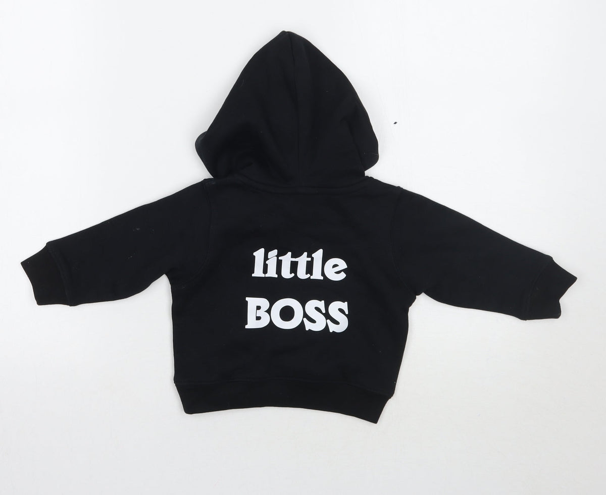 Back view of Matalan boys’ black jumper, size 6-9, months