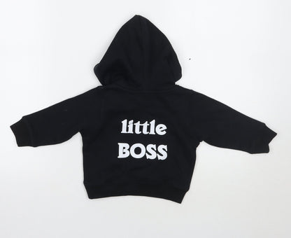 Back view of Matalan boys’ black jumper, size 6-9, months