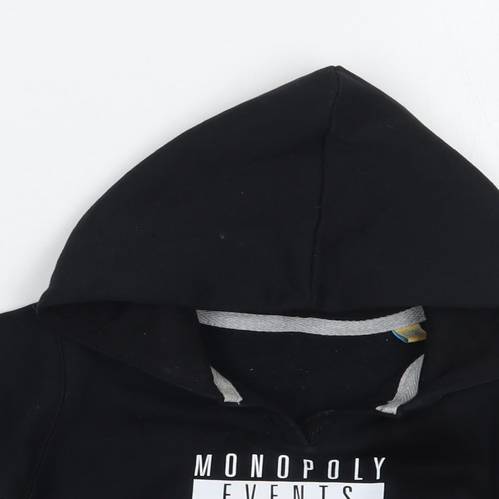 Close-up detail of Matalan boys’ black jumper, size 6-9, months