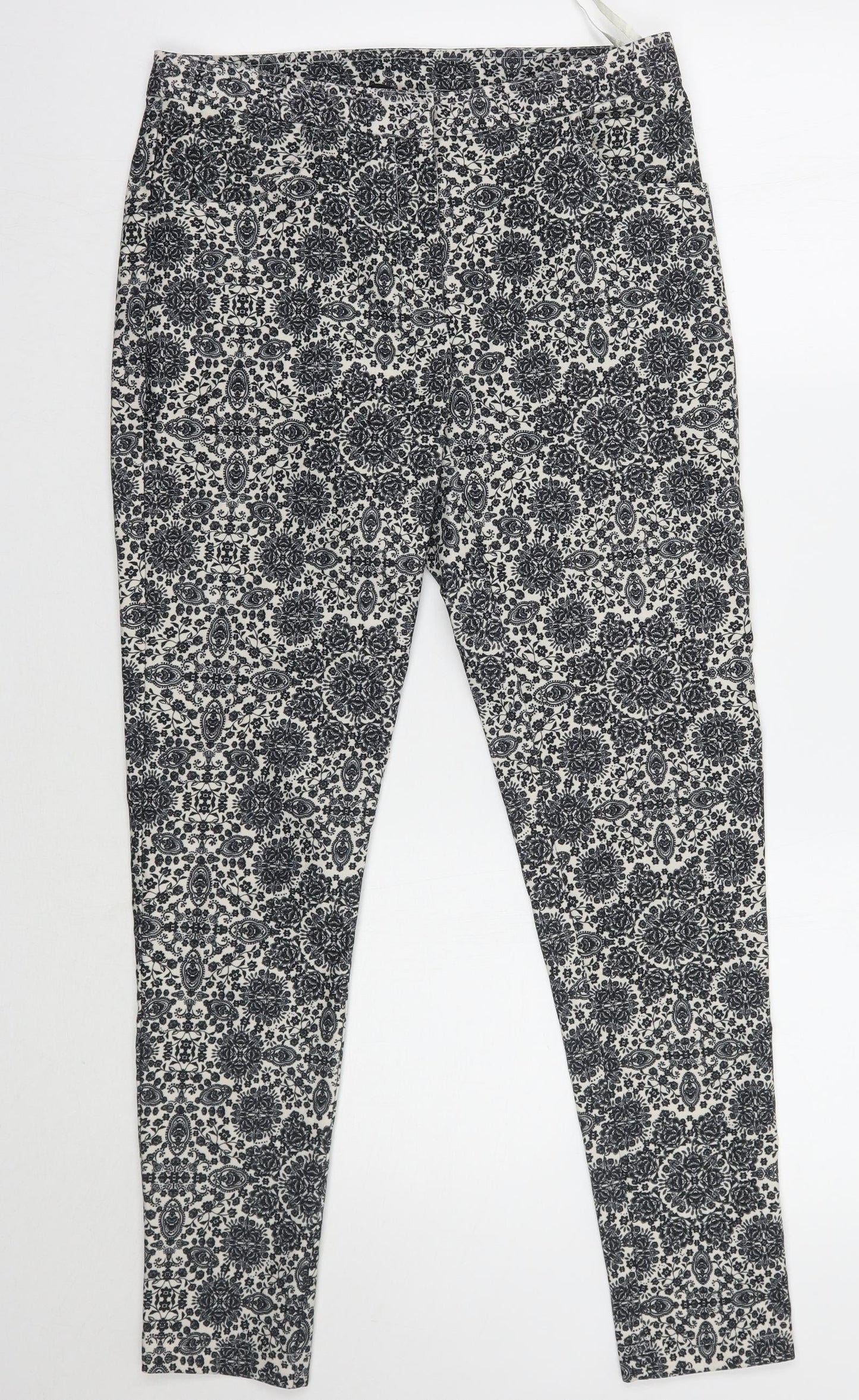 Newlook Womens White Paisley  Trousers  Size 10 L26 in