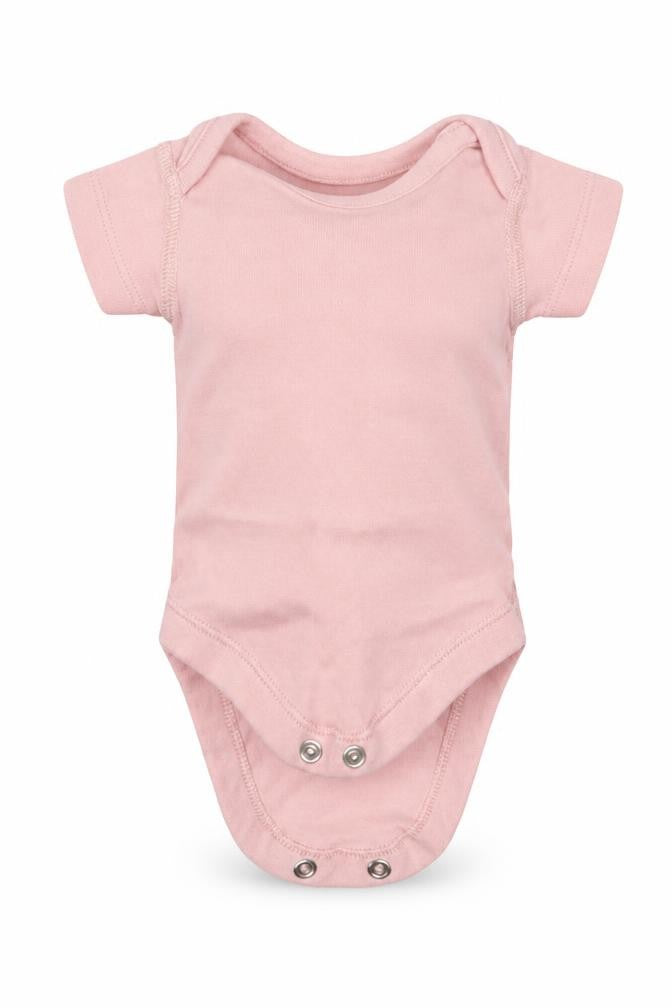 Front view of Marks & Spencer girls’ pink babygrow one-piece size newborn