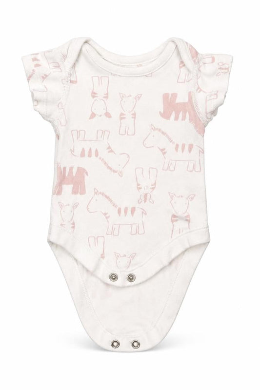 Front view of Marks & Spencer girls’ white animal print babygrow one-piece size newborn