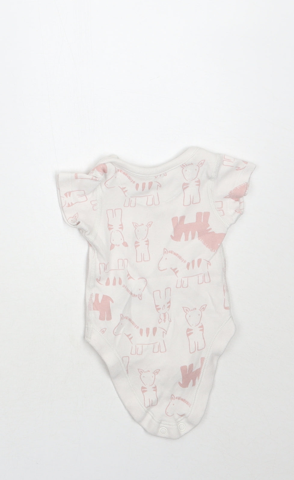 Marks and Spencer Girls White Animal Print  Babygrow One-Piece Size Newborn