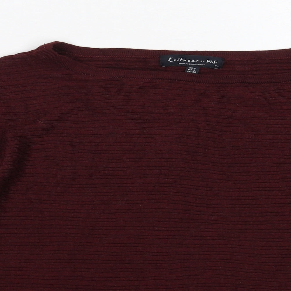 F&F Womens Brown  Knit Pullover Jumper Size 8