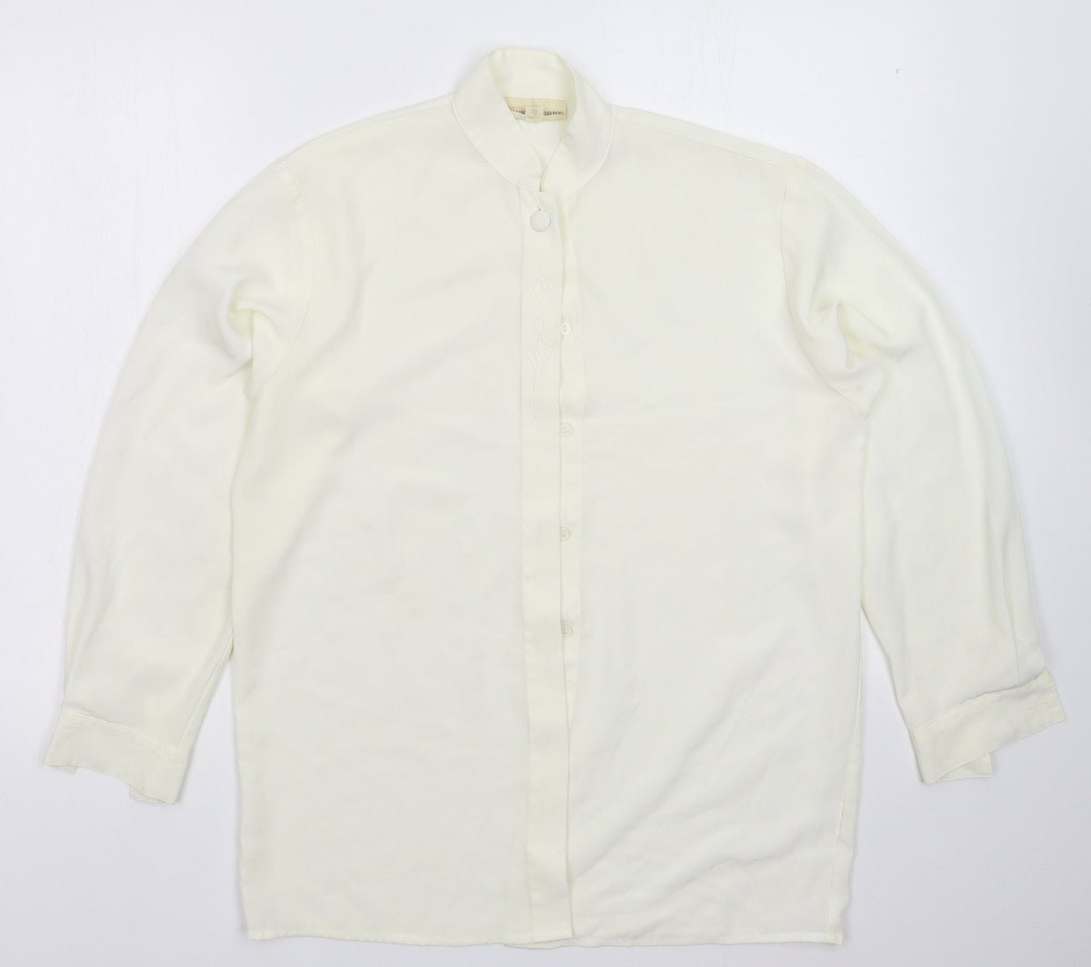 Additional front view of Laura Gribby women’s white basic button-up, size UK 10