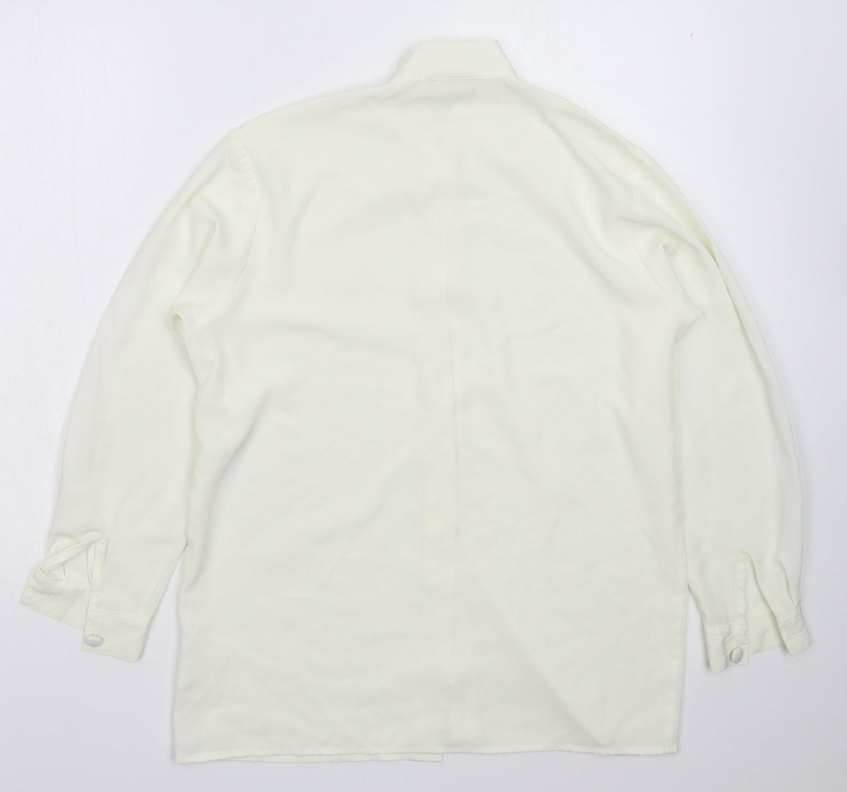 Back view of Laura Gribby women’s white basic button-up, size UK 10