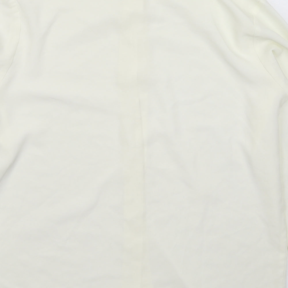 Brand and care label for Laura Gribby women’s white basic button-up, size UK 10