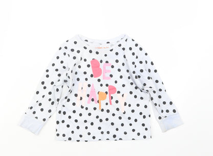 Matalan Girls Black Polka Dot  Basic T-Shirt Size 12-18 Months