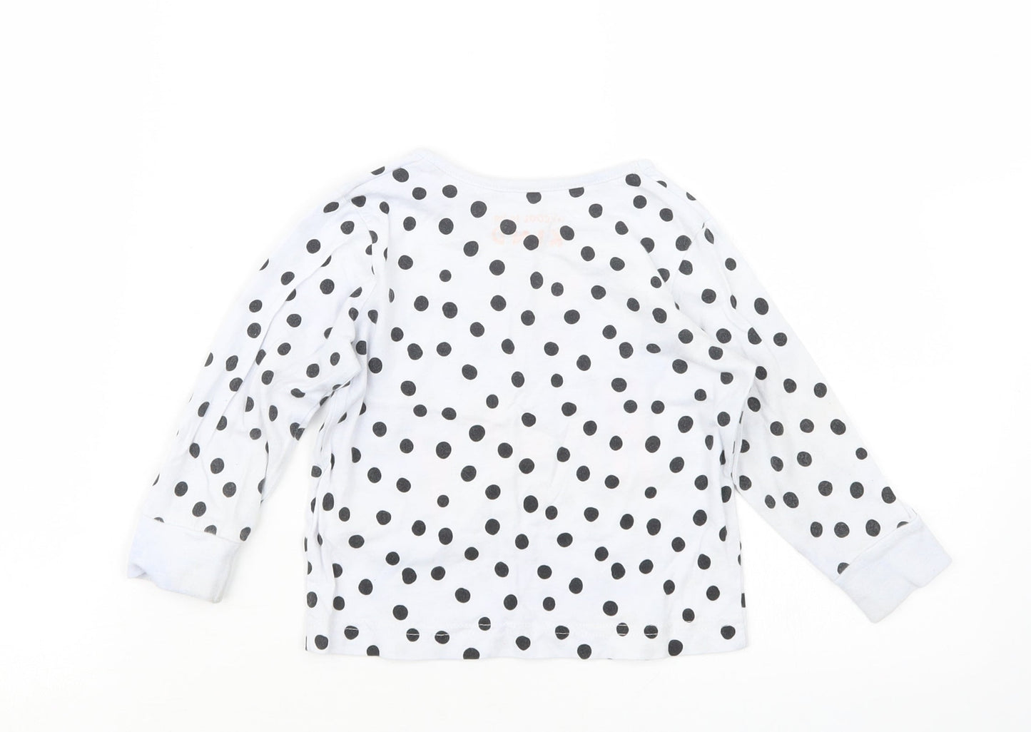 Matalan Girls Black Polka Dot  Basic T-Shirt Size 12-18 Months
