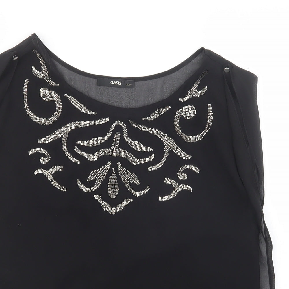 Womens UK Size 10 Oasis Black Basic Blouse