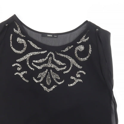Womens UK Size 10 Oasis Black Basic Blouse