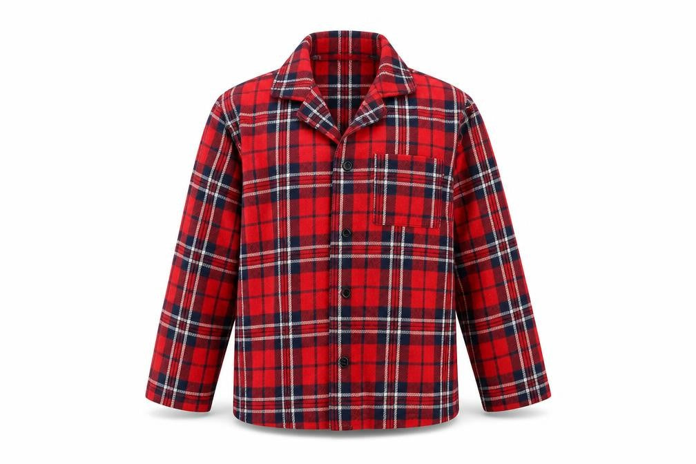 Front view of In the Style girls’ red check basic button-up, size 4, years