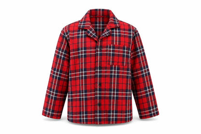 Front view of In the Style girls’ red check basic button-up, size 4, years