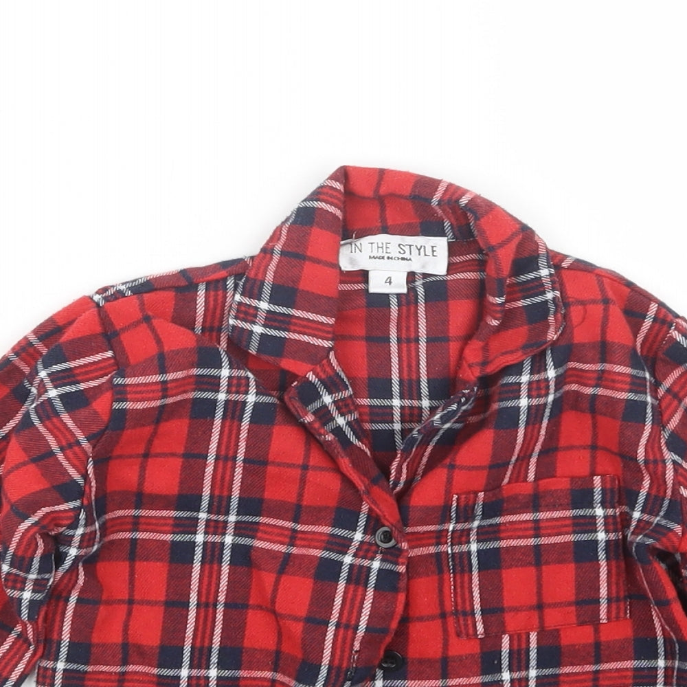 In the Style Girls Red Check  Basic Button-Up Size 4 Years