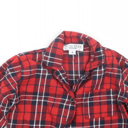 In the Style Girls Red Check  Basic Button-Up Size 4 Years