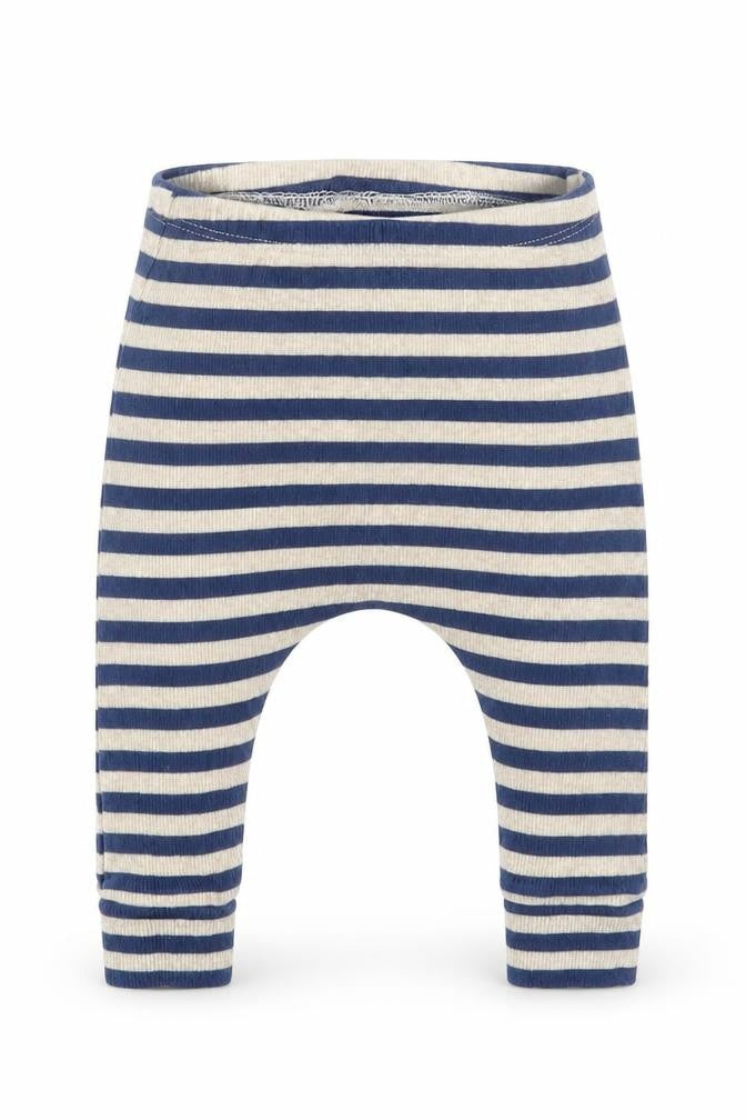 Front view of Next boys’ blue striped capri trousers, size 6-9, months