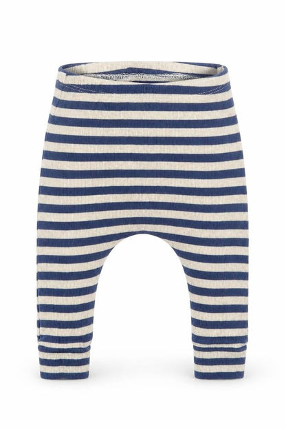 Front view of Next boys’ blue striped capri trousers, size 6-9, months