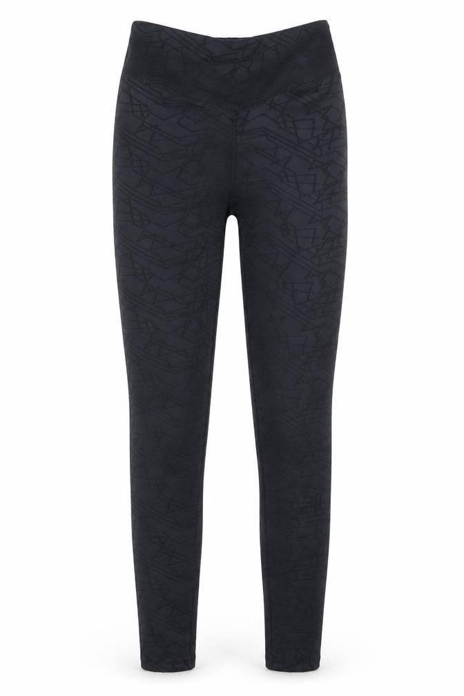 Front view of Boux Sport women’s black capri leggings, size UK 6, 25.5-inch leg