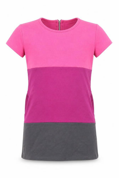 Front view of here there girls’ pink basic t-shirt, size 11-12, years - long