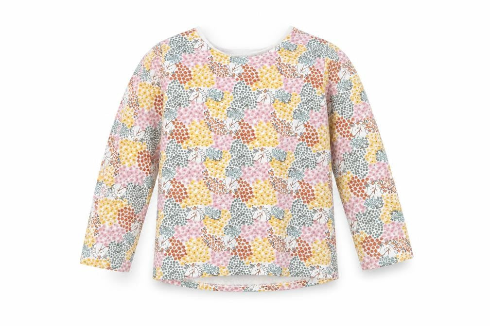 Front view of Matalan girls’ pink floral basic t-shirt, size 3-4, years