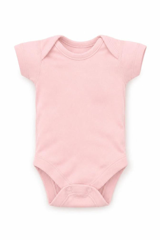 Front view of Marks & Spencer girls’ pink babygrow one-piece size newborn