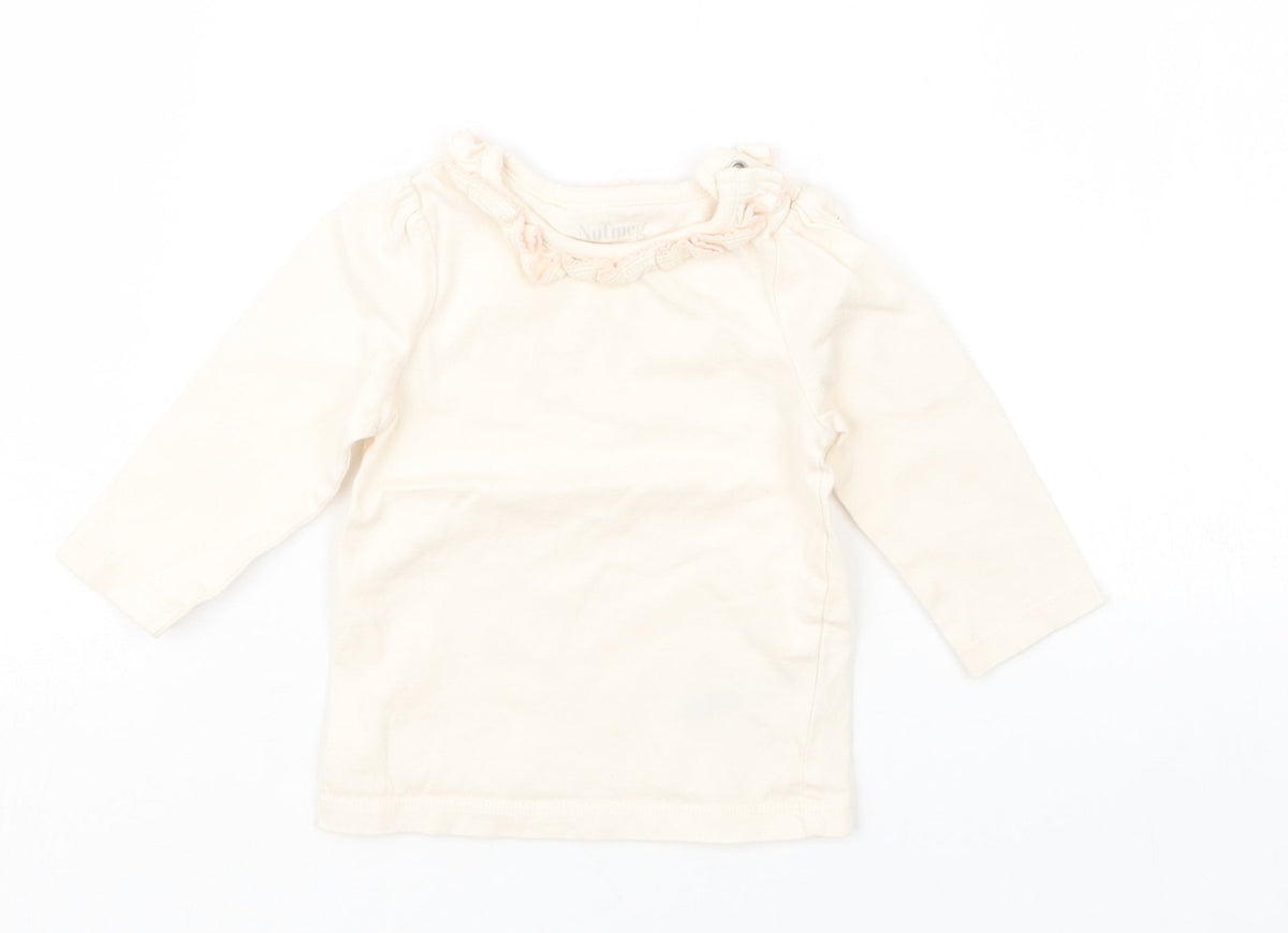 Additional front view of Nutmeg girls’ pink basic t-shirt, size 0-3, months