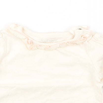 Close-up detail of Nutmeg girls’ pink basic t-shirt, size 0-3, months