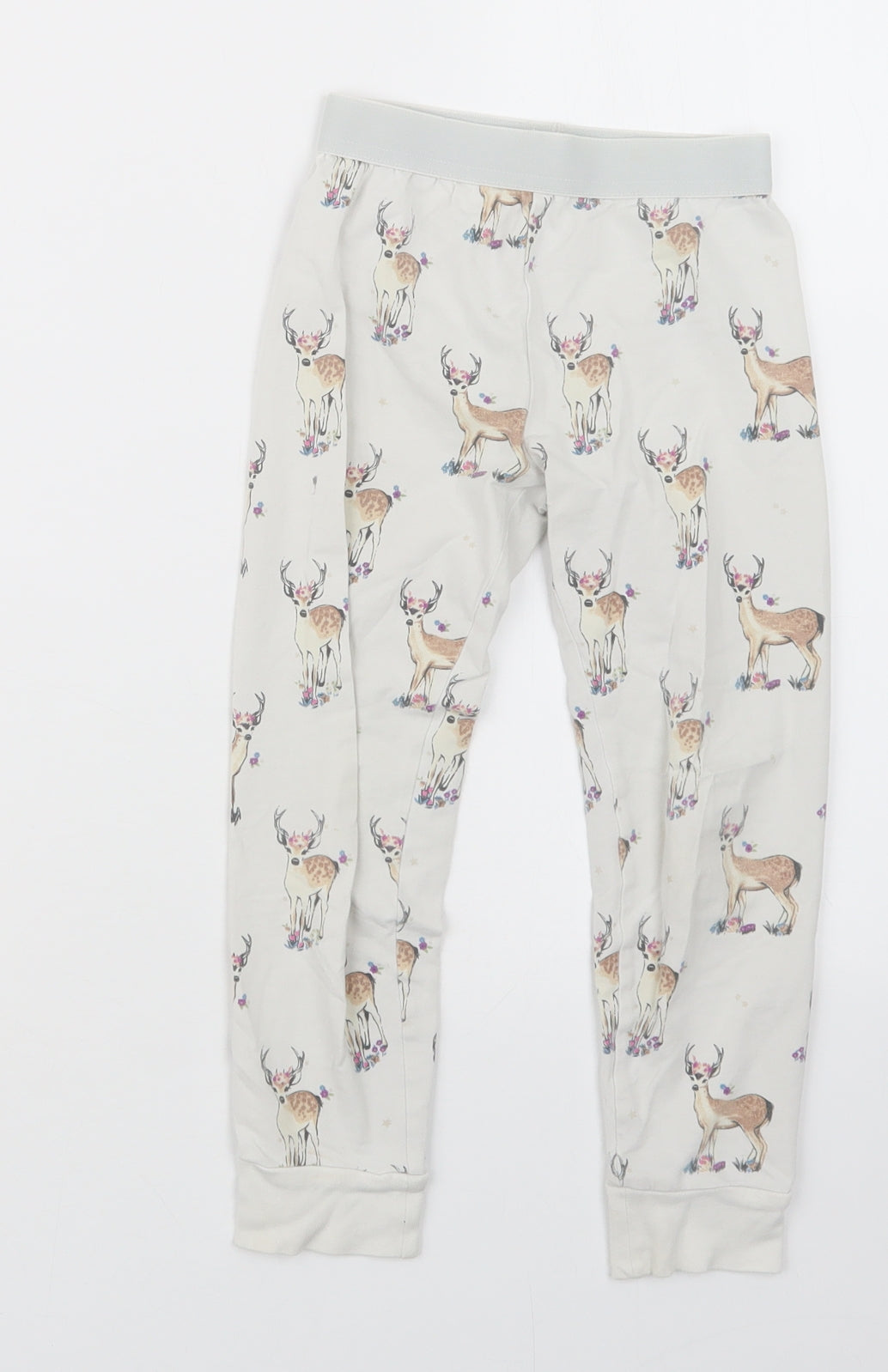 Marks and Spencer Girls White Geometric  Capri Pyjama Set Size 4-5 Years