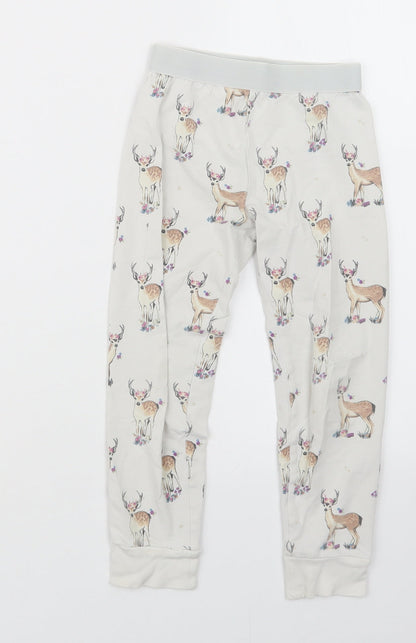 Marks and Spencer Girls White Geometric  Capri Pyjama Set Size 4-5 Years