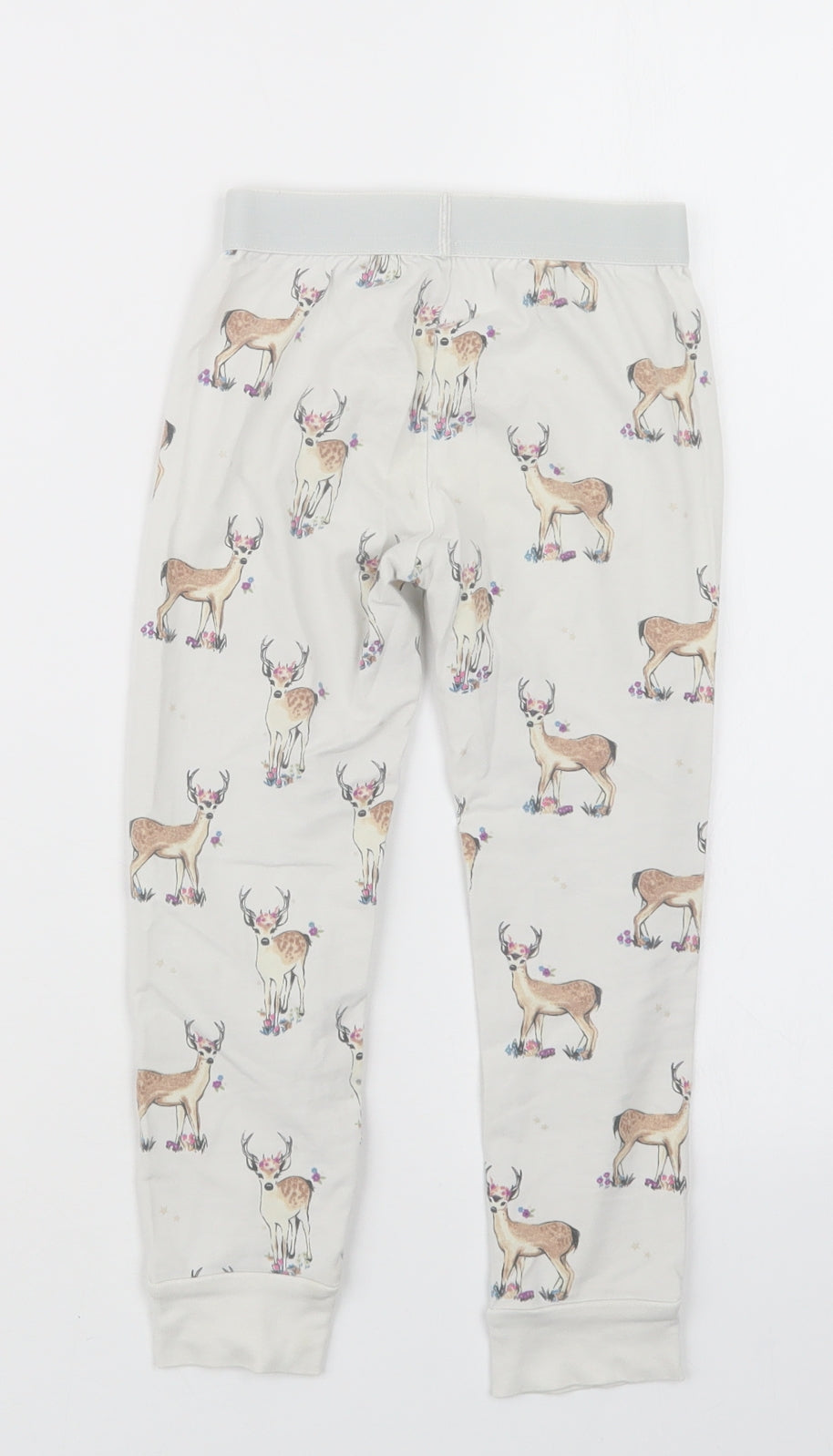 Marks and Spencer Girls White Geometric  Capri Pyjama Set Size 4-5 Years